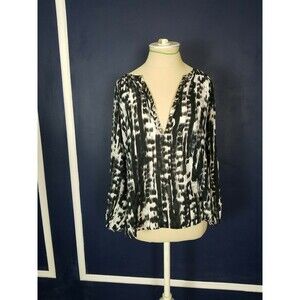 Beach Lunch Lounge Womens Animal Print Blouse Size M